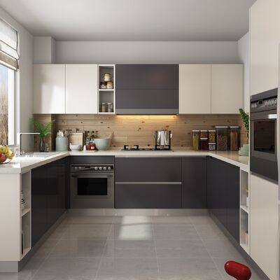 buy Melamine Kitchen Carcasses Solid Wood Handleless Kitchen Cabinets L Shape online manufacturer