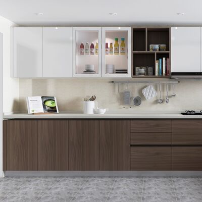 buy Wall Mounted White Plywood Kitchen Cabinet with Quartz Countertop Carcass online manufacturer