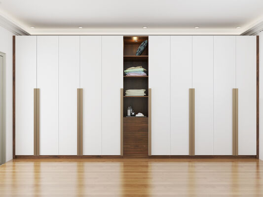 Bedroom Walnut Glass Swing Door Wardrobe Modular Assembled