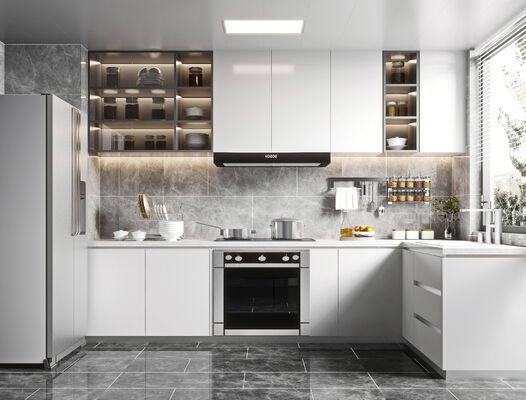 buy Cupboard Foshan Laminated MDF Modular Pull Down Shaker Smart Kitchen Cabinet online manufacturer