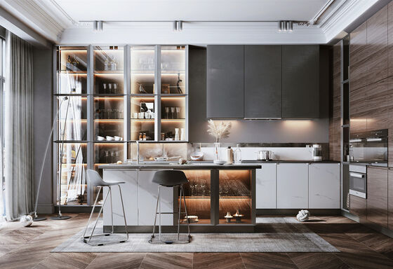 buy KITCHEN FURNITURE WITH KITCHEN CABINET VENEER OF BEADED SHAKER PANEL AND SOLID WOOD online manufacturer