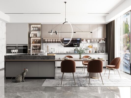buy Minimalist Modern Kitchen Cabinet Classic Style With Artificial Stone Countertop online manufacturer
