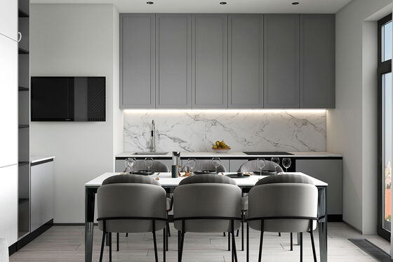 Luxury Modern Kitchen Cabinet Particle Board Countertop And Marble Countertop