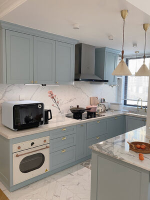 buy Simple Modern High Gross Lacquer Kitchen Cabinet With Marble Countertop online manufacturer
