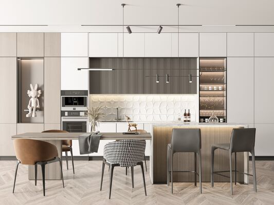 buy Modern Melamine Kitchen Cabinet with Quartz Countertop online manufacturer