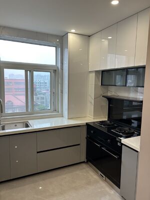 buy Modern Kitchen Cabinet with Quartz Countertop and Faucet online manufacturer