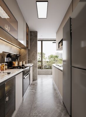 buy Simple Surface For Hotel Kitchen Cabinets Particle Board Carcase Lacquer Finish online manufacturer