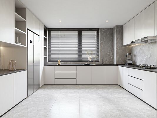 Customizable Waterproof Wood Kitchen Cabinet with Marble Top