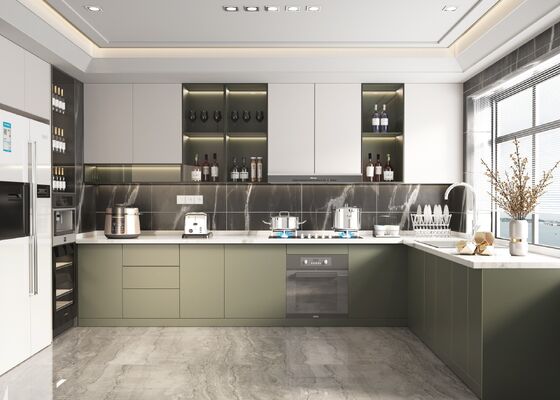 buy European White Modular Kitchen Cabinet with MDF Doors online manufacturer