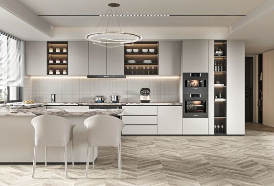 Factory Direct Free Designs Furniture U Shaped Melamine Kitchen Cabinets