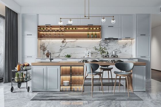 Australian Villa Project L Shaped Luxury Kitchen Cabinets Complete Mdf Cabinet