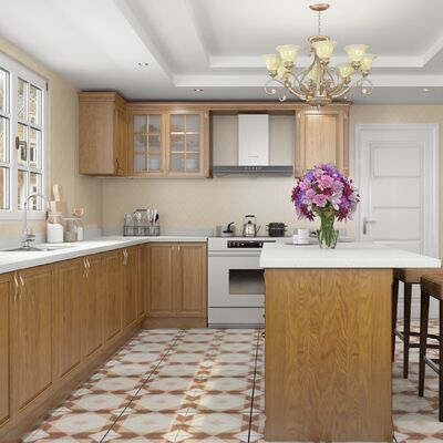 Mint Green Unassembled Kitchen Cabinets Solid Wood Walnut Kitchen Customized