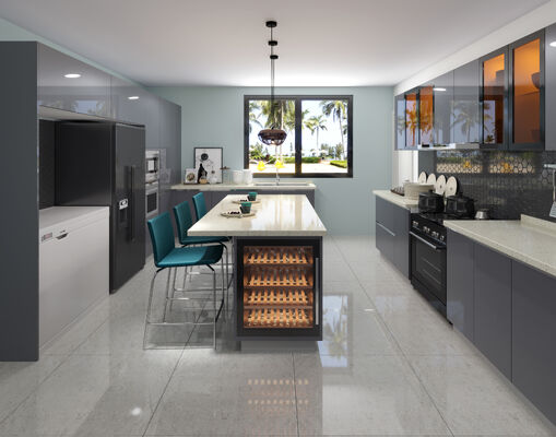 Modern Kitchen Cabinet Particle Board Construction with Sintered Stone