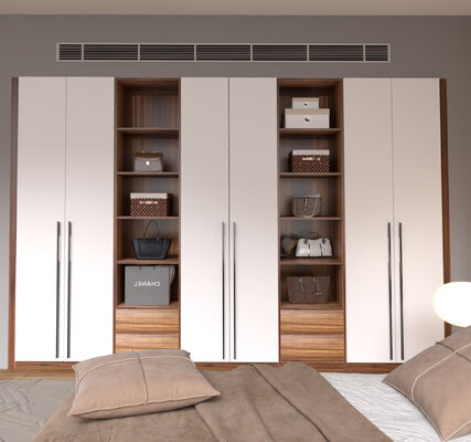 Eco Friendly Swing Door Wardrobe White Cabinet 2 Door For Hanging Clothes
