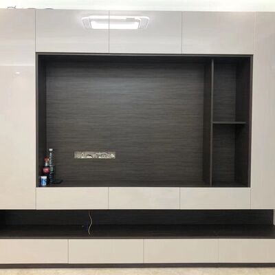 OEM Walnut Media Console Beside Coffee Table TV Console With Storage