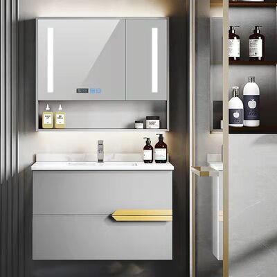 Floating 24 Inch Wall Hung Vanity Unit With Sink Natural Wood