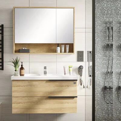 Floating 24 Inch Wall Hung Vanity Unit With Sink Natural Wood