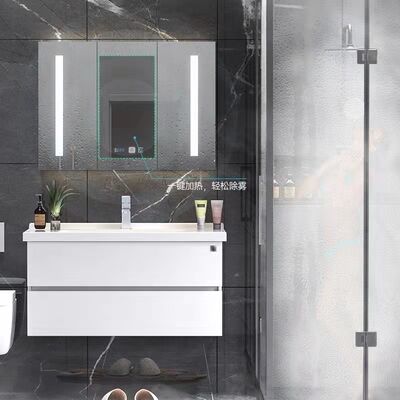 Under Mounting Wood Bath Vanity With Double Ceramic Sink 60 Inch