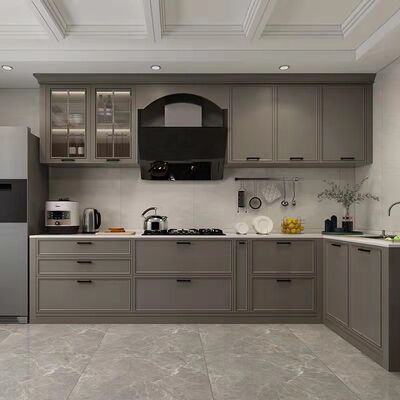 Built-In Wood Modular Plywood Cupboard Finish Classical Kitchen Cabinets