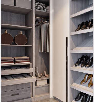 Living Room Walk In Closet Made Of Particle Board Carcass And Hettich Hardware