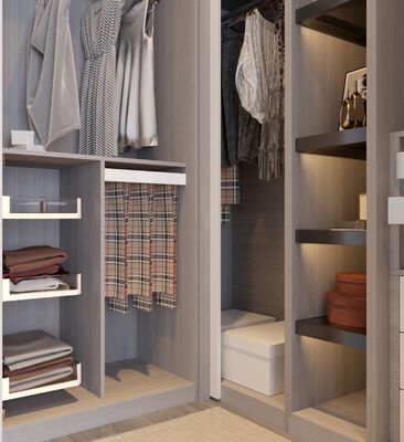 Living Room Walk In Closet Made Of Particle Board Carcass And Hettich Hardware
