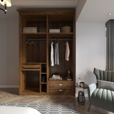 Stylish And Functional Solid Wood 15mm Swing Door Wardrobes Hotel , Apartment
