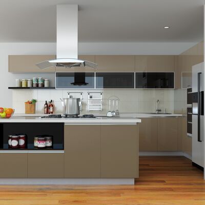 Luxury Glass Door Wall Hanging Smart Kitchen Cabinet Design For Hotel