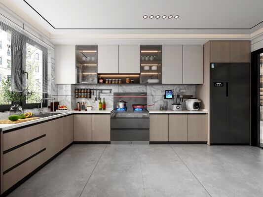 Automatic Foshan Custom Furniture Cupboard Pantry Shaker Cherry Kitchen Cabinet