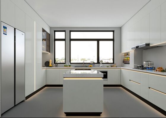 Home Hotel Ceramic Melamine Shaker Kitchen Cabinets With Island Sink Countertop