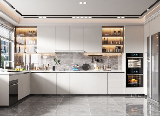 Cupboard Foshan Laminated MDF Modular Pull Down Shaker Smart Kitchen Cabinet