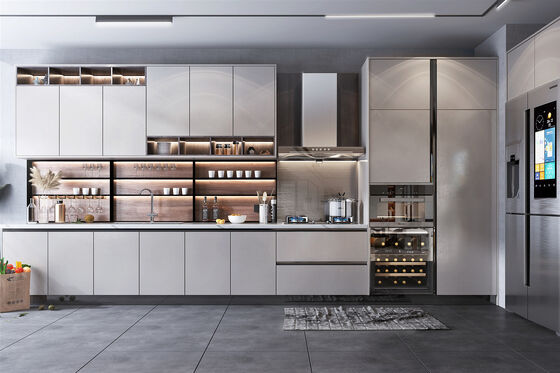 Cupboard Design Laminated MDF  Modular PVC L Shape White Shaker Kabinet