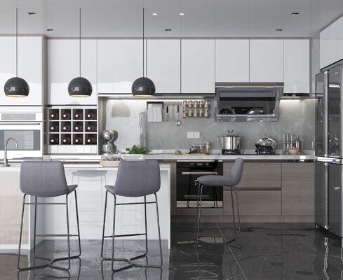 Cupboard Design Laminated MDF  Modular PVC L Shape White Shaker Kabinet