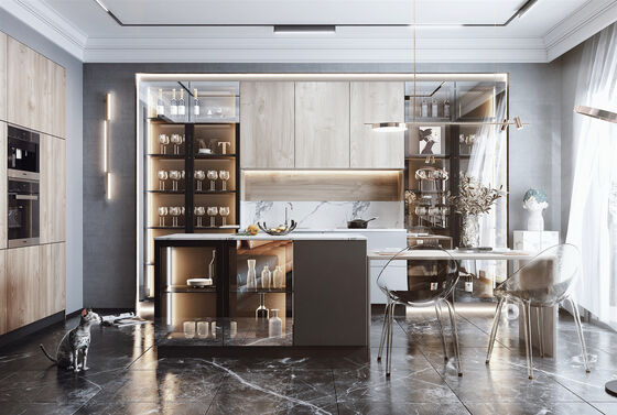 Direct Supplier High Gloos White PVC Finish Kitchen Cabinet With Wooden Melamine