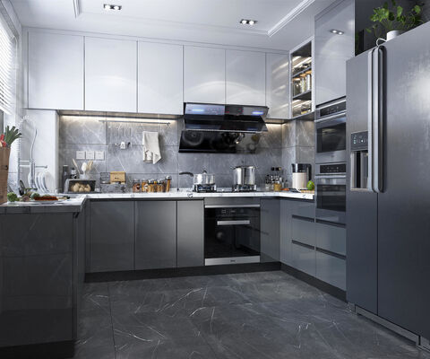 Modern U Shape Kitchen Furniture With MDF Matte Lacquer Countertop Island