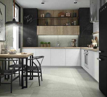 Apartment Modern Kitchen Cabinet Veneer And Lacquer Mixed Style Modern Furniture