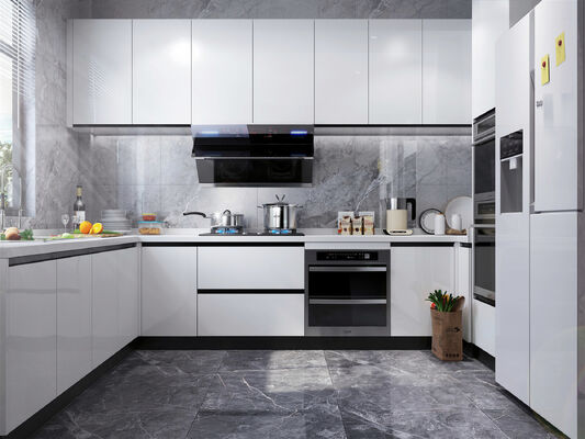 L Shape Kitchen Pastoral Style Wood Home Cabinet Wooden Storage Apartments