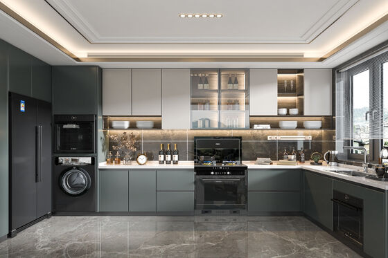Free Customzied Design Laminate Modern Frameless Timber Finish Kitchen Cabinets