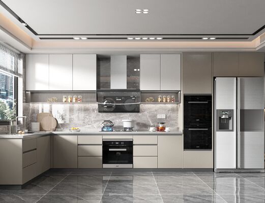 Free Customzied Design Laminate Modern Frameless Timber Finish Kitchen Cabinets