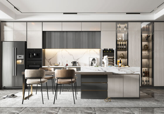 Minimalist Modern Kitchen Cabinet Classic Style With Artificial Stone Countertop