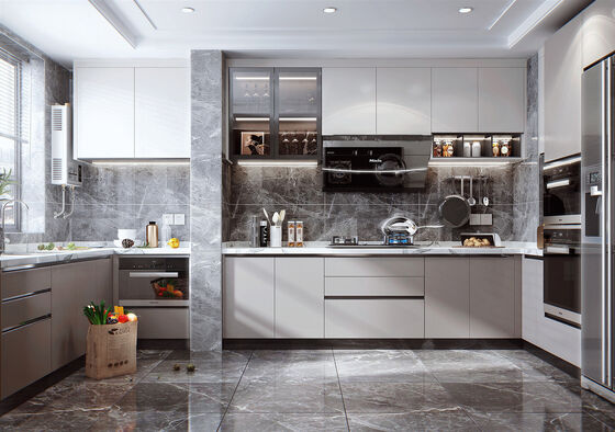 White Particle Board Design Modern Kitchen Cabinetry Sets From China For Hotel