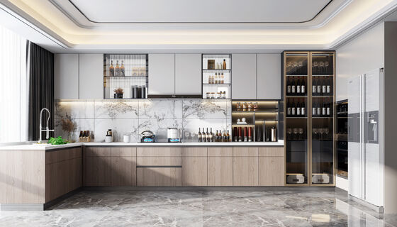 Customizable Modern Open Villa Modular Shaker Kitchen Cabinet With Island