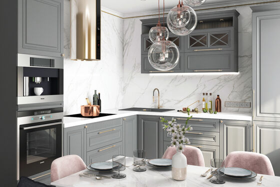 Custom Wooden Kitchens Furniture Moderne Walnut Solid Wood Kitchen Cabinets