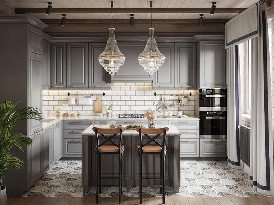 Apartment Wood Custom Furniture Melamine Wooden Cabinet Kitchen Cabinets Modern
