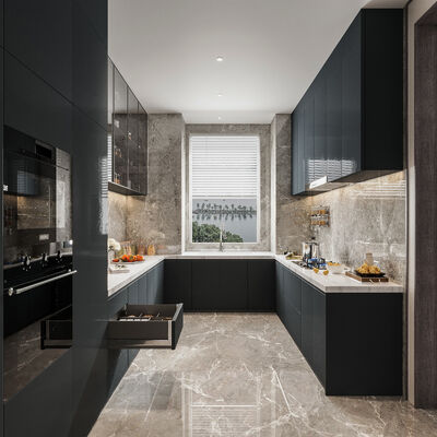 Modern Design White Color And Wood Kitchen Cabinets