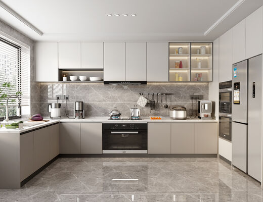 Full Wall Custom Kitchen Furniture Lacquer Finished Plywood Kitchen Cabinet