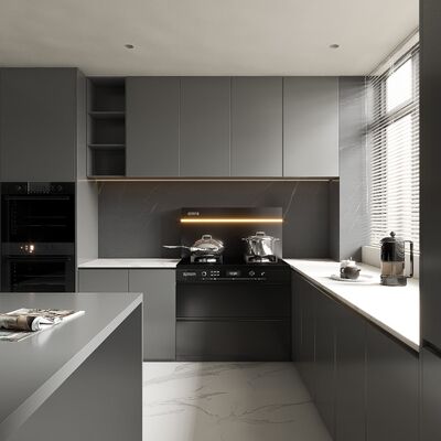 Hidden Drawer Guide Rail European Matt White Kitchen Furniture Kitchen Cabinets