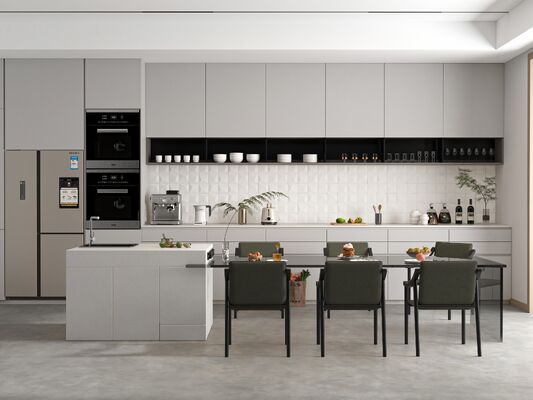 Modular Wood Finish Melamine Kitchen Furniture Custom Kitchen Cabinet