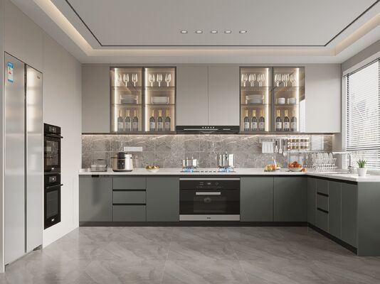 Modern Shaker Door Kitchen Laminate Painted Kitchen Cabinets With Wall Units
