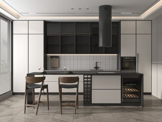 European Style Lighting Wall Shelf Liner Plywood White Minimalist Kitchen Cabinet