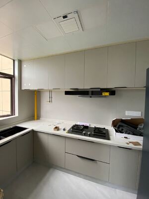 Kitchen Cabinet With 304 Ss Metal Countertops And Double Sinks For Hotel